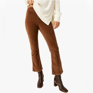 Free People Chocolate in My Feelings Velvet Crop Boot Slim Flare Pants M